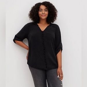 Torrid harper challis button front 3/4 sleeve blouse
